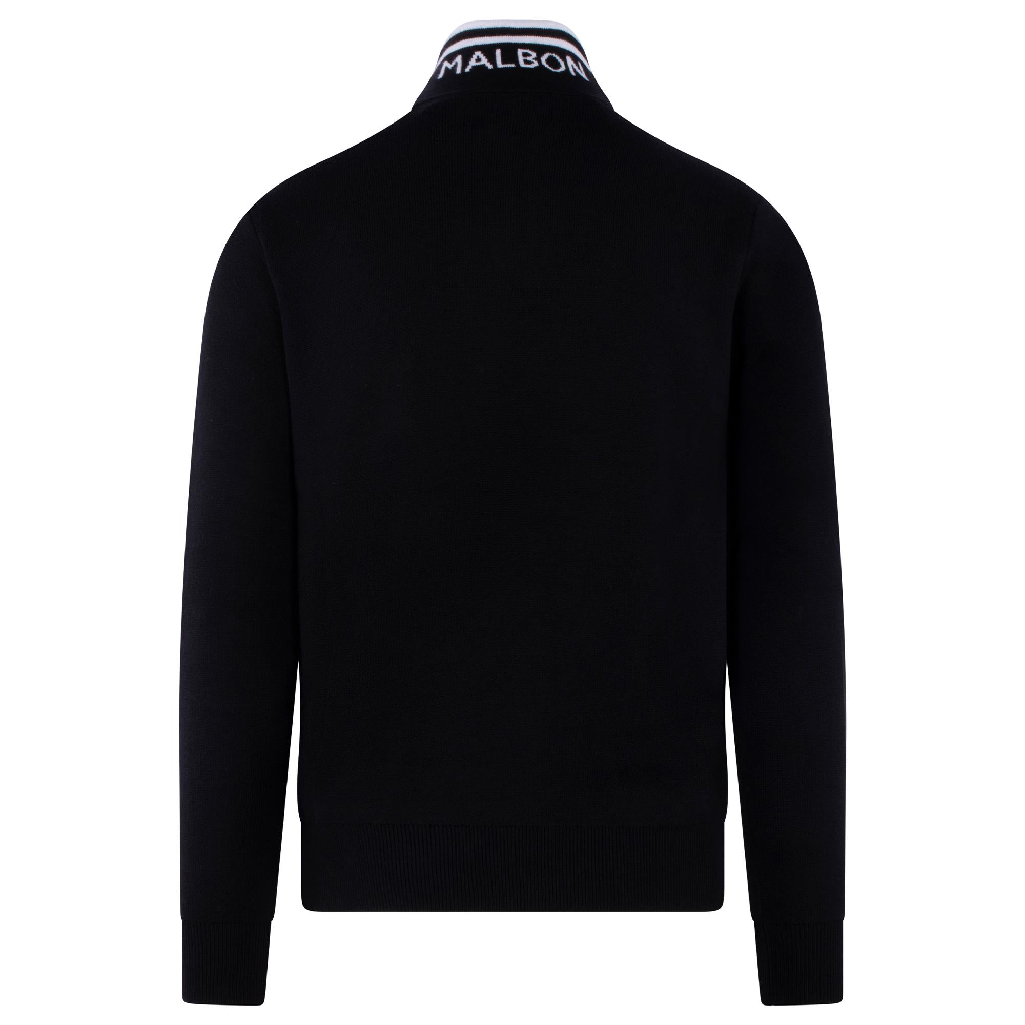 Malbon Golf Cooper Bucket Sorrel Knit Quarter Zip Sweater Black